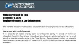 USPS Stand Up Talk on Employee Conduct and Law Enforcement