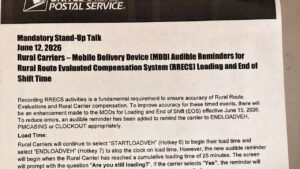 Mandatory Stand-Up Talk June 12, 2026 Rural Carriers -  (MDDI Audible Reminders for Rural Route Evaluated Compensation System CRRECS) Loading and End of Shift Time